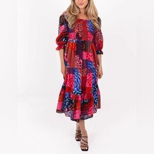 J.Marie The Jade Square Ruched Midi Dress - Multi Size XS